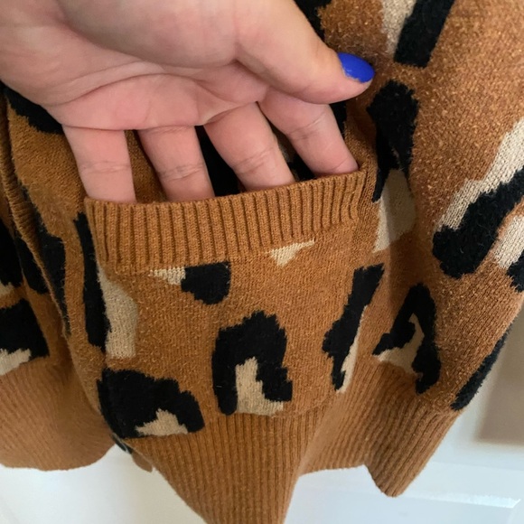 Mossimo Supply Co. Leopard Print Cardigan - Tan, Black, Cream - Picture 2 of 5